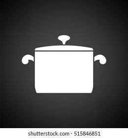 Kitchen pan icon. Black background with white. Vector illustration.