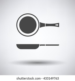 Kitchen pan icon on gray background with round shadow. Vector illustration.