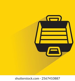 kitchen pan icon with shadow on yellow background