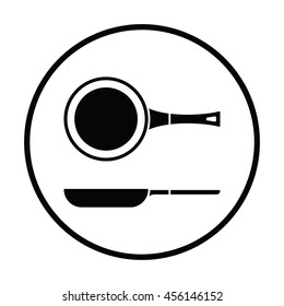 Kitchen pan icon. Thin circle design. Vector illustration.