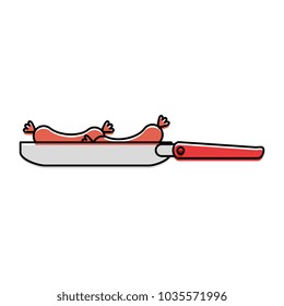 kitchen pan with sausages
