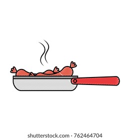 kitchen pan with sausages