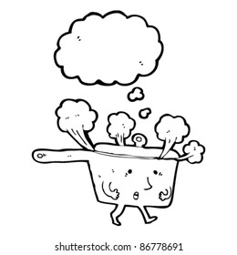 kitchen pan steaming cartoon