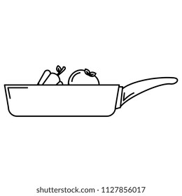 kitchen pan with vegetables icon