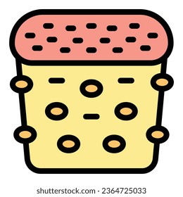 Kitchen panettone icon outline vector. Cake food. Cream frame color flat
