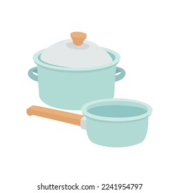 Kitchen pans isolated on a white background. Flat style vector illustration.