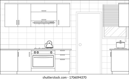 296 Kitchen elevation Stock Vectors, Images & Vector Art | Shutterstock