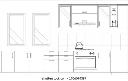 296 Kitchen elevation Stock Vectors, Images & Vector Art | Shutterstock