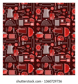 Kitchen pattern flat illustration