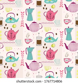 Ilustración plana con motivos de cocina. Serie de diseño de superficie en casa y cocina.