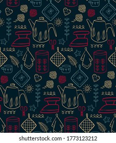 Kitchen pattern flat illustration. Kitchen and home decoration series.