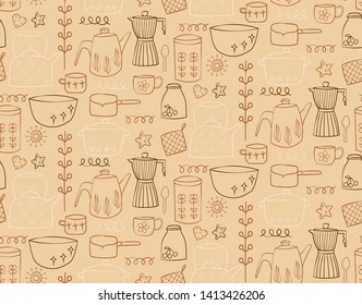 Kitchen pattern flat illustration seamless design
