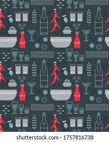 Kitchen pattern flat illustration. Kitchen seamless patterns and surface design series.