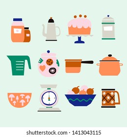 Kitchen pattern geometric illustration isolated on background