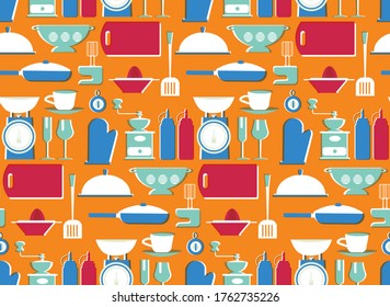 Kitchen pattern seamless design. Decoration textile and paper series