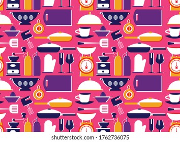 Kitchen pattern seamless design. Decoration textile and paper series