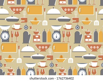 Kitchen pattern seamless design. Decoration textile and paper series