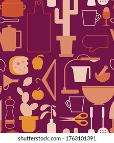 Kitchen pattern seamless design. Surface pattern design series for home and living.