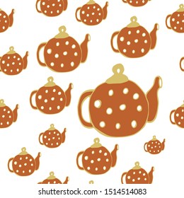 Kitchen pattern - teapots. Stock Vector Graphics