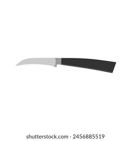 Kitchen peel knife flat design vector illustration isolated on white background. Peeling knife with plastic handle flat vector design. Little tourne knife sign icon. Peel knife cartoon clipart.