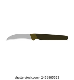 Kitchen peel knife flat design vector illustration isolated on white background. Peeling knife with plastic handle flat vector design. Little tourne knife sign icon. Peel knife cartoon clipart.