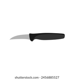 Kitchen peel knife flat design vector illustration isolated on white background. Peeling knife with plastic handle flat vector design. Little tourne knife sign icon. Peel knife cartoon clipart.