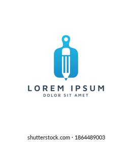 kitchen and pencil negative space logo design