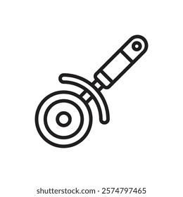 Kitchen Pizza Cutter Outline Icon Vector Illustration