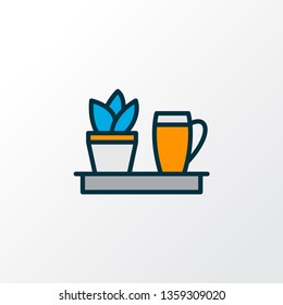 Kitchen plant icon colored line symbol. Premium quality isolated flowerpot element in trendy style.