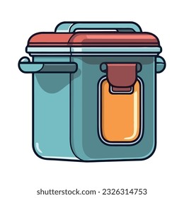 Contenedor de plástico de cocina con icono de mango aislado