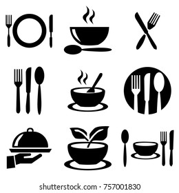 kitchen plates set icons