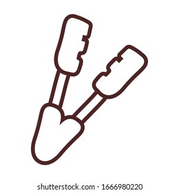 kitchen pliers, tool cooking, line style icon vector illustration design