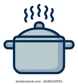 kitchen pot cooking appliance flat color vector illustration template design