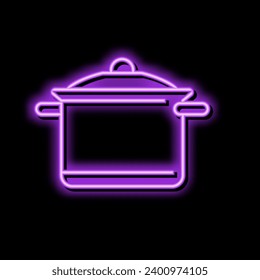 kitchen pot cooking neon light sign vector. kitchen pot cooking sign. isolated symbol illustration