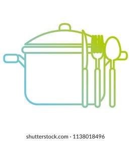 kitchen pot with cutleries