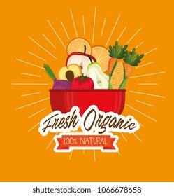 kitchen pot with fresh and organic vegetables