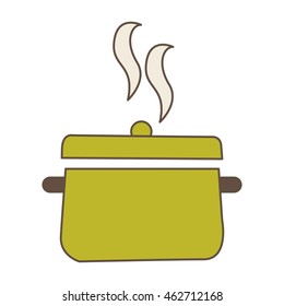 kitchen pot green icon vector illustration design