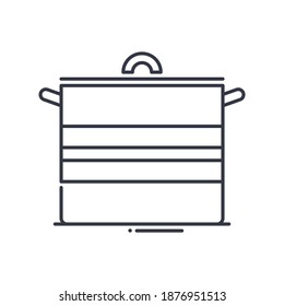 Kitchen pot icon, linear isolated illustration, thin line vector, web design sign, outline concept symbol with editable stroke on white background.
