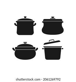 Kitchen pot icon set design template vector isolated illustration