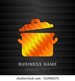 Kitchen pot Orange, Yellow and Black silk fashion premium icon / Logo