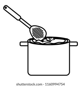 kitchen pot and spoon cooking soup