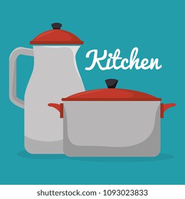 kitchen pot and teapot utensil icon