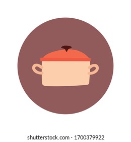 kitchen pot utensil hand draw style vector illustration design