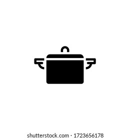 Kitchen pot vector icon in black solid flat design icon isolated on white background