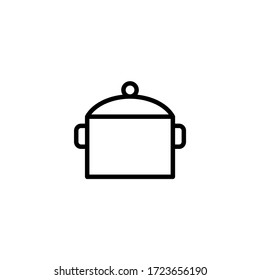 Kitchen pot vector icon in linear, outline icon isolated on white background