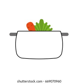 kitchen pot with vegetables isolated icon