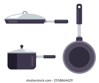 Kitchen pots isolated set concept