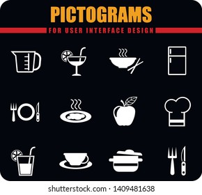 kitchen professional pictograms for user interface design