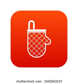 Kitchen protective glove icon digital red for any design isolated on white vector illustration