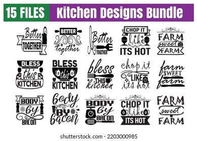 Kitchen Quotes svg Bundle. Quotes about Kitchen, Kitchen cut files Bundle of 15 svg eps Files for Cutting Machines Cameo Cricut, Kitchen Quotes svg